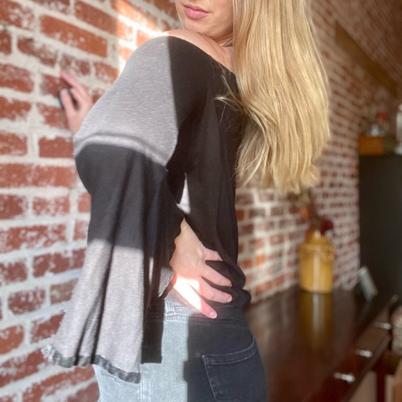 Loft Black Bell Sleeve Top - Picture 4 of 6